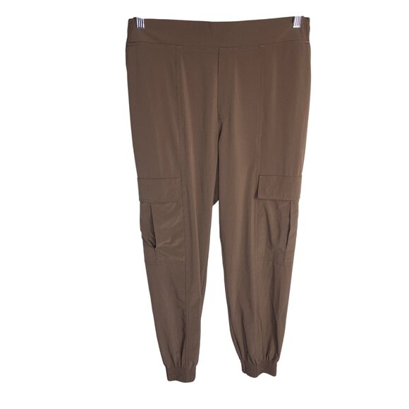 Athleta Chelsea Utility Jogger Pants Brown Zip Pockets Elastic Waist-sz 10 - Picture 4 of 11